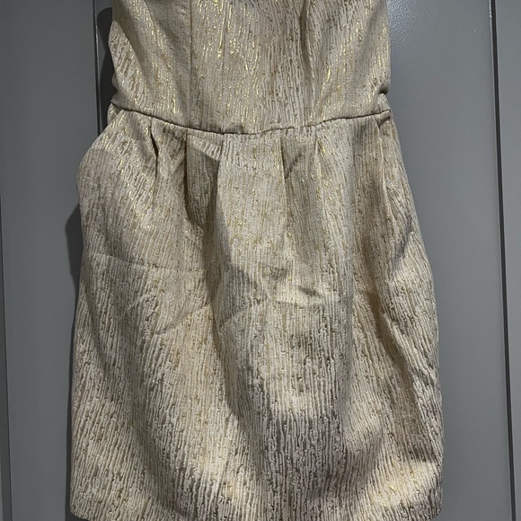 Gold Textured Blazer and Dress Set - Picture 3 of 9